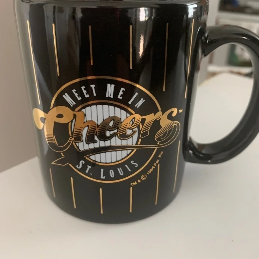 Cheers St Louis Coffee Mug Black with Gold Trim 1994